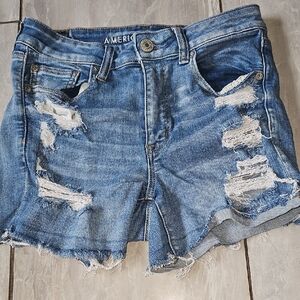 American Eagle Outfitters Blue Distressed Denim Cutoff Shorts